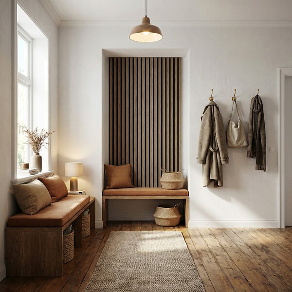 SWISS AQUA TECHNOLOGIES - Panneau acoustique mural d'intérieur 60x120 cm en MDF sur feutre polyester, décor noyer, 0,72 m2 (SATAKUPANWAT612) - large