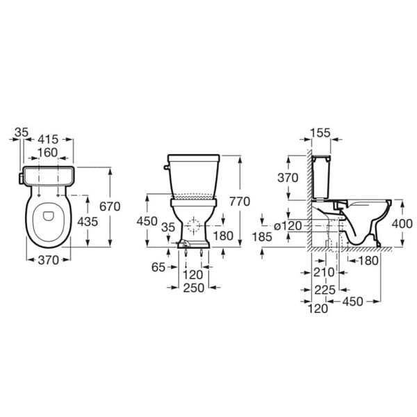 ROCA - Réservoir WC avec alimentation par dessous 3/6L Carmen blanc brillant - large