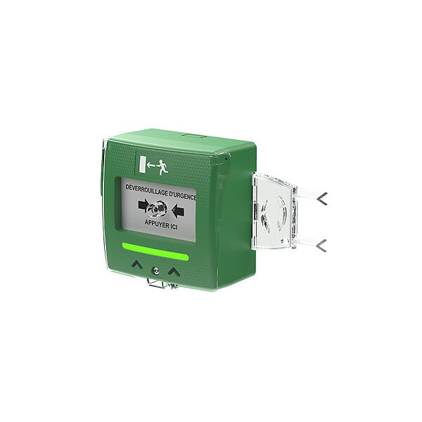 SEWOSY - Sewosy Déclencheur manuel vert 2 contacts et buzzer/LED. Réaliser en ABS. Contact NO/NC libre de potentiel. Texte en Français. - large