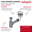 WIRQUIN - Bonde lavabo universelle vis centrale Quick clac Laiton/Chromé + Siphon lavabo Linéis Mini Laiton/Chromé - vignette