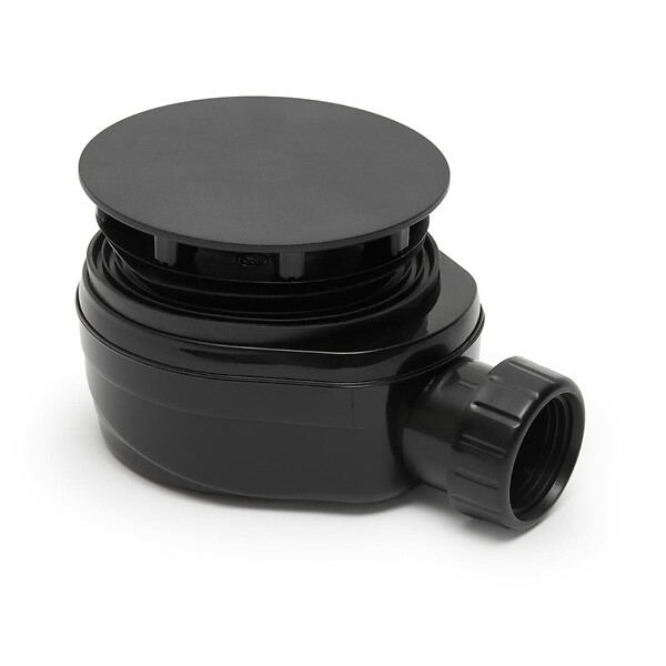 OPTIMA - Siphon pour receveur de douche, diamètre 90 mm, noir mat (ESLIMCR90BL) - large