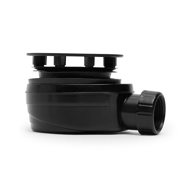 OPTIMA - Siphon pour receveur de douche, diamètre 90 mm, noir mat (ESLIMCR90BL) - large