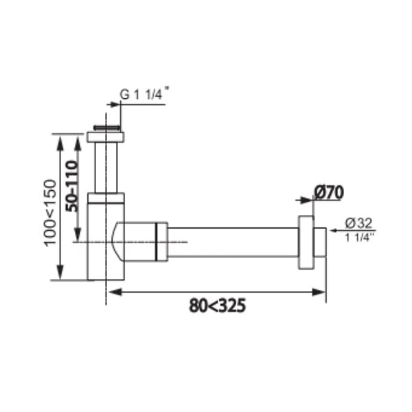 WIRQUIN - Siphon lavabo Linéis Mini design apparent chromé - large