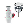 WIRQUIN - Bonde lavabo universelle vis centrale Quick clac Laiton/Chromé + Siphon lavabo D32 Neo - vignette