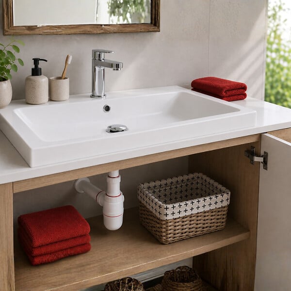 WIRQUIN - Bonde lavabo universelle vis centrale Quick clac Laiton/Chromé + Siphon lavabo D32 Neo - large
