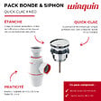WIRQUIN - Bonde lavabo universelle vis centrale Quick clac Laiton/Chromé + Siphon lavabo D32 Neo - vignette