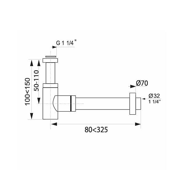WIRQUIN - Siphon de lavabo en laiton doré brossé d32 - large