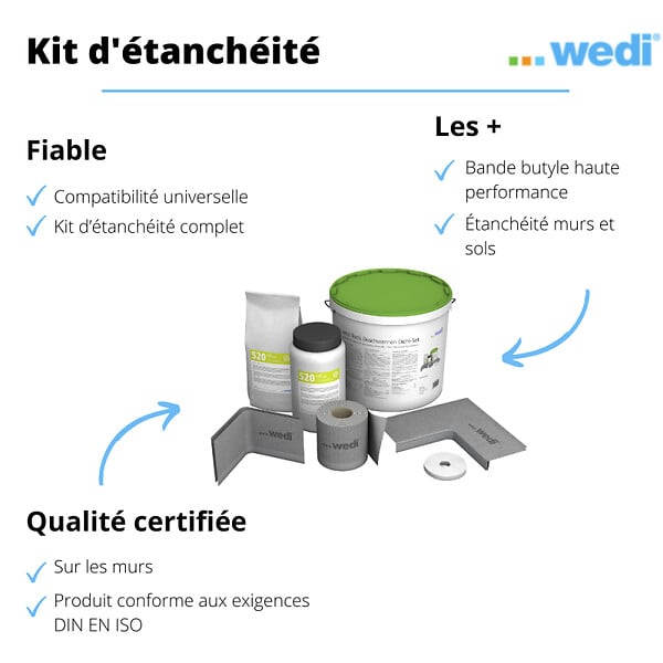 WEDI - Kit d'étanchéité pour receveurs finis - large