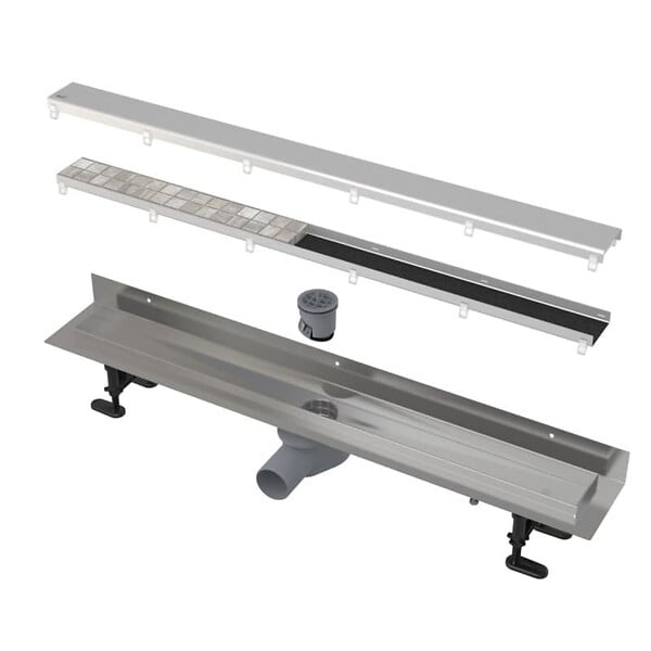 ALCA - FIT AND GO Caniveau de douche mural 85 cm en acier inoxydable (APZ23DOUBLE9850) - large