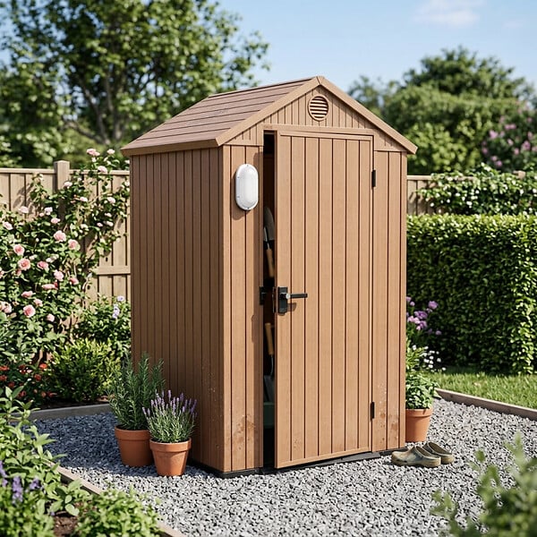 KETER - Keter Darwin 4x4 abri de jardin + éclairage extérieur LED inclus (259006-WO744) - large