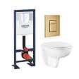 GROHE - Pack WC suspendu sans bride caréné + Abattant Bau Ceramic + Bâti-support largeur réduite + Plaque commande Cool Sunrise - vignette