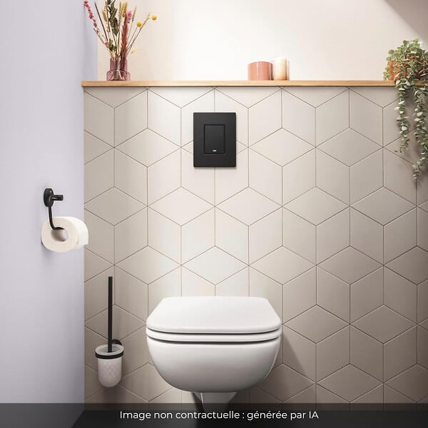 GROHE - Bâti-support autoportant Solido avec plaque commande Even noir mat - large