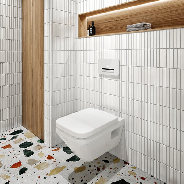 VILLEROY ET BOCH - Pack WC suspendu sans bride VILLEROY&BOCH Architectura Twistflush rectangle + Abattant + Bâti-support autoportant + Plaque - large