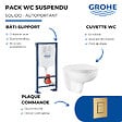 GROHE - Pack WC suspendu sans bride caréné + Abattant Bau Ceramic + Bâti-support autoportant + Plaque commande Cool Sunrise - vignette