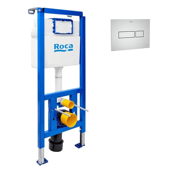 ROCA - Bâti-support WC suspendu, installation sur cloison légère, hauteur 112 cm, chasse 2/4-6 L + plaque chrome (ROG02-FR) - large