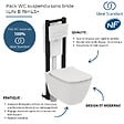 IDEAL STANDARD - Pack WC suspendu sans bride I.Life B RimLS+ + Abattant frein de chute + Bâti-support autoportant + Plaque blanche - vignette