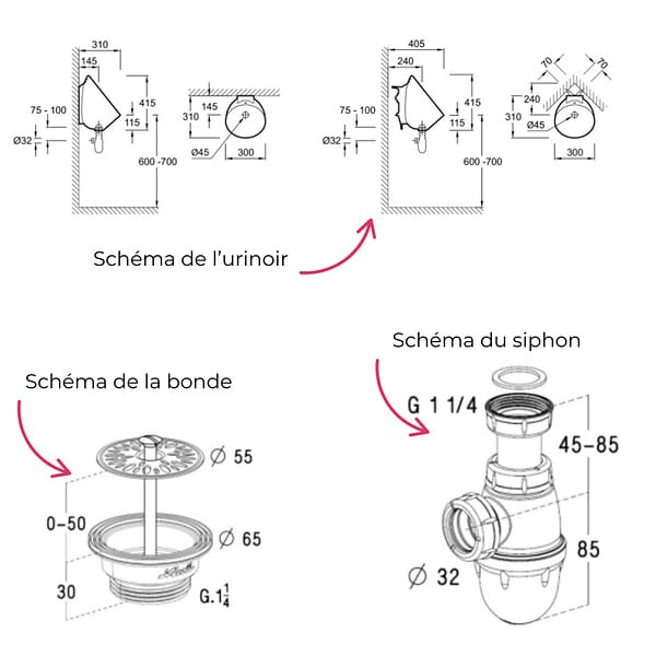JACOB DELAFON - Pack urinoir Coquille + robinet temporisé encastré - large