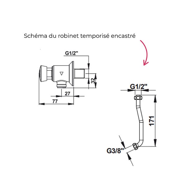 JACOB DELAFON - Pack urinoir Coquille + robinet temporisé encastré - large