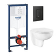 GROHE - Pack bâti-support mur porteur Rapid SL + Cuvette suspendue sans bride abattant Bau Ceramic + Plaque commande noir mat - vignette