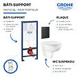 GROHE - Pack bâti-support mur porteur Rapid SL + Cuvette suspendue sans bride abattant Bau Ceramic + Plaque commande noir mat - vignette