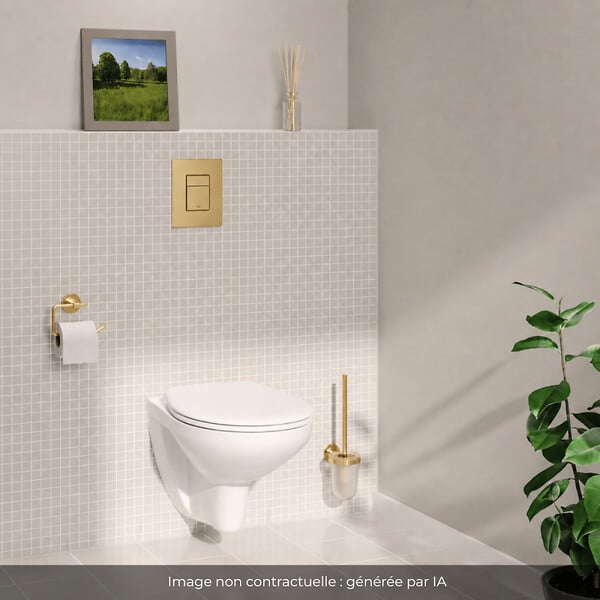 GROHE - Pack WC suspendu sans bride caréné + Abattant Bau Ceramic + Bâti-support hauteur réduite + Plaque commande Cool Sunrise - large