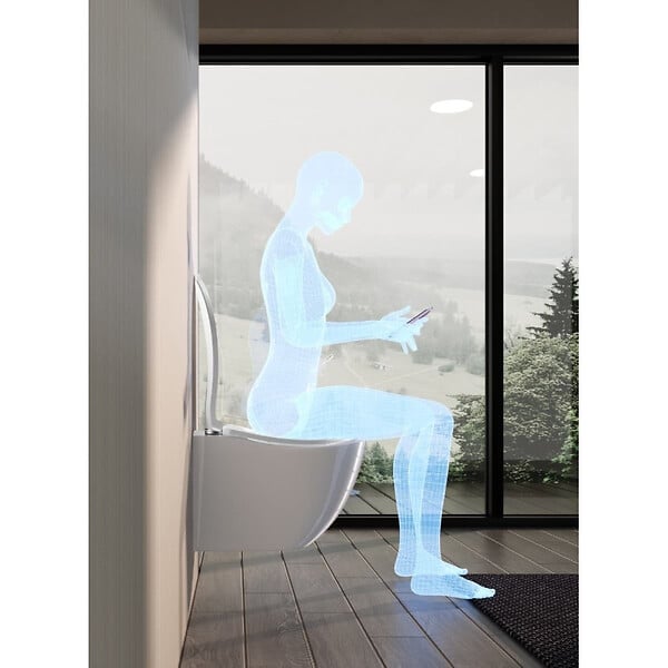 SWISS AQUA TECHNOLOGIES - Ergo WC suspendu sans bride Vortex et fixations invisibles + abattant SoftClose (SATERG1) - large