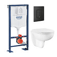 GROHE - Pack bâti-support autoportant Solido + Cuvette suspendue sans bride avec abattant Bau Ceramic + Plaque commande noir mat - vignette
