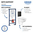 GROHE - Pack bâti-support autoportant Solido + Cuvette suspendue sans bride avec abattant Bau Ceramic + Plaque commande noir mat - vignette