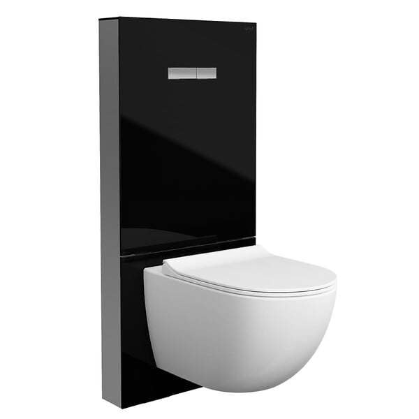 VITRA - Vitrus bâti-support design pour WC suspendus avec plaque de commande, verre de sécurité, noir (870-5761-01) - large