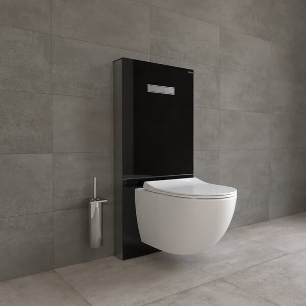 VITRA - Vitrus bâti-support design pour WC suspendus avec plaque de commande, verre de sécurité, noir (870-5761-01) - large