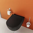 VITRA - Pack WC suspendu sans bride VitrA Sento noir mat  + Abattant frein de chute + Bâti-support autoportant + Plaque chromée - vignette