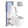 DURAVIT - Pack WC suspendu D-Code + abattant + bâti-support autoportant + plaque chromée - vignette