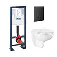 GROHE - Pack bâti-support largeur réduite Rapid SL + Cuvette suspendue sans bride abattant BauCeramic + Plaque commande noir mat - vignette