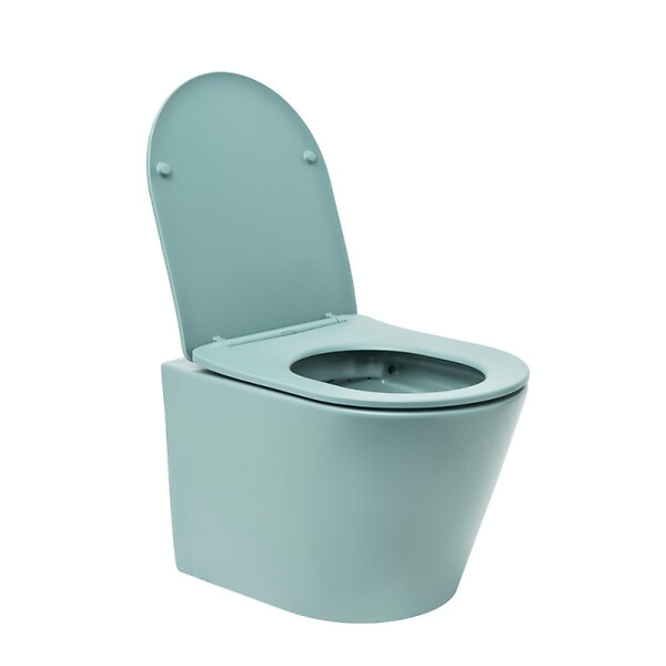 SWISS AQUA TECHNOLOGIES - Infinitio WC suspendu sans bride en céramique avec abattant SoftClose, vert mat (SATINF010RREXPLGEM) - large