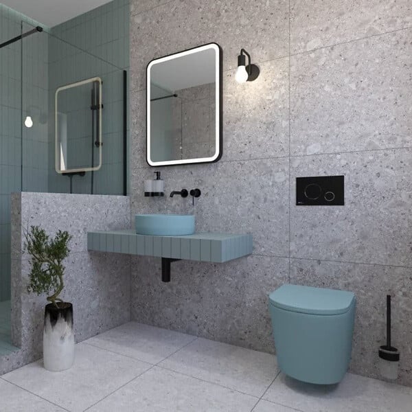 SWISS AQUA TECHNOLOGIES - Infinitio WC suspendu sans bride en céramique avec abattant SoftClose, vert mat (SATINF010RREXPLGEM) - large