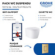 GROHE - Pack WC suspendu sans bride caréné + Abattant Start + Bâti-support hauteur réduite + Plaque commande Cool Sunrise - vignette