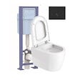 DURAVIT - Pack cuvette WC suspendu D-CODE + abattant frein de chute + bâti-support + plaque noire - vignette