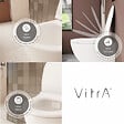 VITRA - Pack WC suspendu VitrA Sento blanc brillant + bâti autoportant V-Fix Core + Plaque Round or brossé - vignette