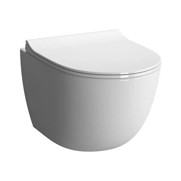 VITRA - Pack WC suspendu VitrA Sento blanc brillant + bâti autoportant V-Fix Core + Plaque Round or brossé - large