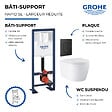 GROHE - Pack bâti-support largeur réduite Rapid SL + Cuvette suspendue sans bride abattant StartRound + Plaque commande noir mat - vignette