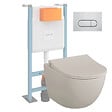 VITRA - Pack WC suspendu VitrA Sento lin mat + bâti autoportant V-Fix Core + Plaque Round chromé - vignette