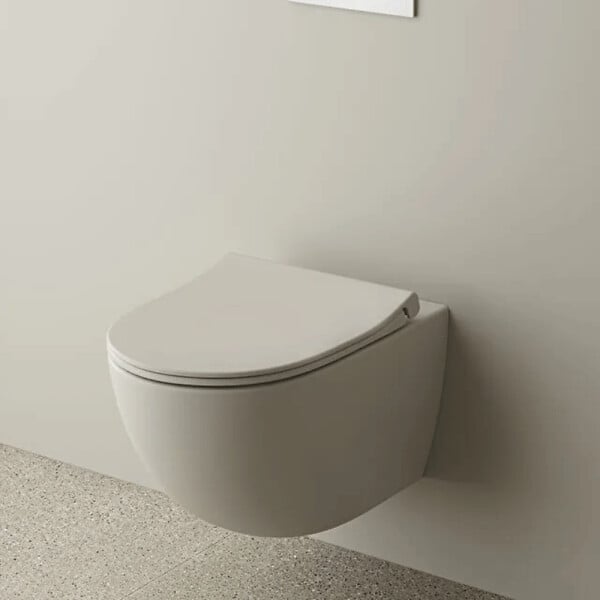 VITRA - Pack WC suspendu VitrA Sento lin mat + bâti autoportant V-Fix Core + Plaque Round chromé - large
