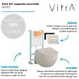 VITRA - Pack WC suspendu VitrA Sento lin mat + bâti autoportant V-Fix Core + Plaque Round chromé - vignette
