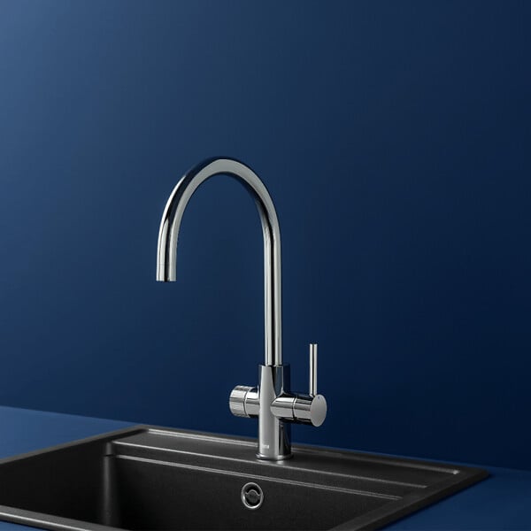 ROCA - Robinet cuisine bec standard Aquafy chromé avec cartouche filtre à eau - large