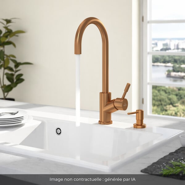 VILLEROY ET BOCH - Robinet cuisine  Umbrella + Distributeur de savon Bronze - large