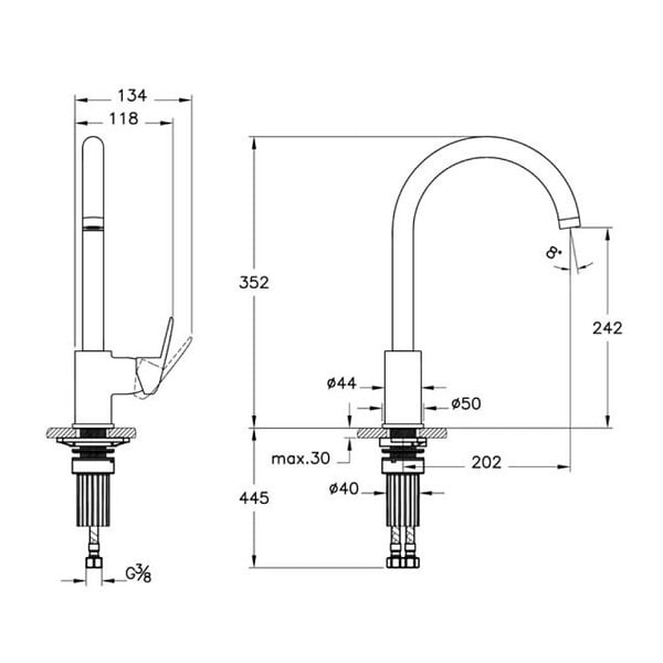 VITRA - Robinet de cuisine bec haut VitrA Flow Round Chromé - large