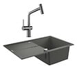 GROHE - Grohe K400 Evier en quartz composite avec égouttoir réversible 780x500 mm + Ceramia Timeless mitigeur (G31639TML1BGM-SET) - vignette