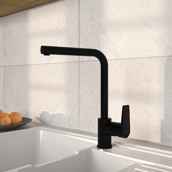 VITRA - Robinet de cuisine bec haut VitrA Flow Square noir mat - large