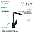 VITRA - Robinet de cuisine bec haut VitrA Flow Square noir mat - vignette