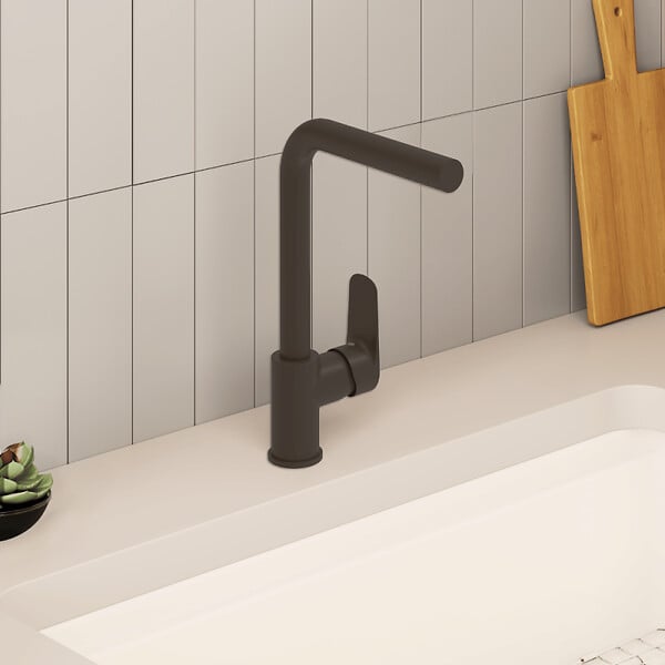 VITRA - Robinet de cuisine bec haut VitrA Flow Square noir mat - large